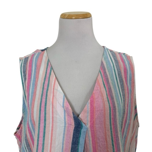 Time And Tru Linen Blend Stripe Tank Top Women’s XL 16/18 Sleeveless Colorful - Picture 2 of 14